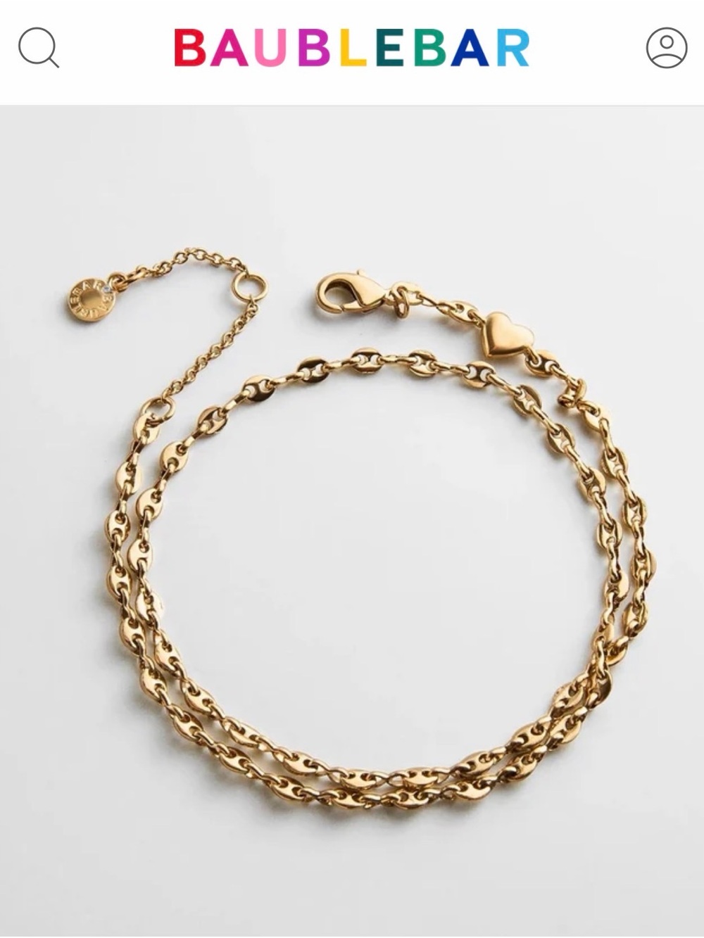 BaubleBar Gold Double Strand Link Necklace